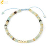 Handmade Adjustable Natural Crystal And Tourmaline Woven Bracelet Geometric Cut Stone Jewelry For Women Simple Style