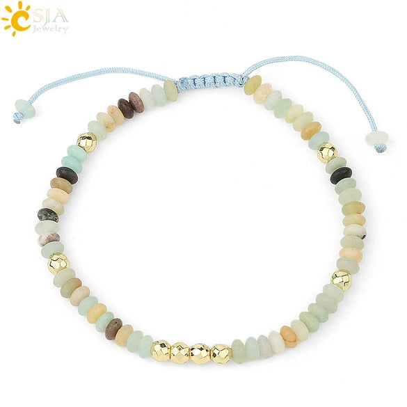 Handmade Adjustable Natural Crystal And Tourmaline Woven Bracelet Geometric Cut Stone Jewelry For Women Simple Style