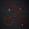 Handmade Adjustable Sevensection Geometricshaped Fashion Ol Unisex Bracelet Made Of Red Rope With Turkish Blue Eyes Design