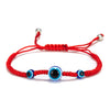 Handmade Adjustable Sevensection Geometricshaped Fashion Ol Unisex Bracelet Made Of Red Rope With Turkish Blue Eyes Design