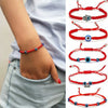 Handmade Adjustable Sevensection Geometricshaped Fashion Ol Unisex Bracelet Made Of Red Rope With Turkish Blue Eyes Design