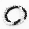 Handmade Agate Bead Couple Bracelet Set With Black And White Turquoise Frosted Green Aventurine And Rose Quartz Unisex Geometry Style
