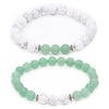 Handmade Agate Bead Couple Bracelet Set With Black And White Turquoise Frosted Green Aventurine And Rose Quartz Unisex Geometry Style
