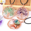 Handmade Agate Crystal Tree Pendant Semi Precious Stone Wire Wrapped Jewelry Necklace Pendant Personality Style