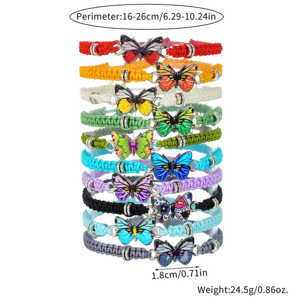 Handmade Alloy Acrylic Geometric Butterfly Unisex Woven Adjustable Stacked Bracelet