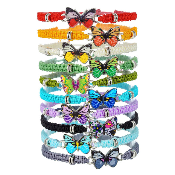 Handmade Alloy Acrylic Geometric Butterfly Unisex Woven Adjustable Stacked Bracelet