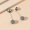 Handmade Alloy And Fabric Plaid Love Ball Pendant Earrings