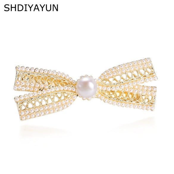 Handmade Alloy And Natural Freshwater Pearl Hairpin Duckbill Clip For Women