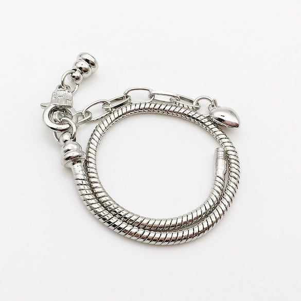 Handmade Alloy Beaded Bracelet With Large Hole Beads Adjustable Electroplated Diy Jewelry Accessory For Necklace And Bracelet Making