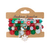 Handmade Alloy Christmas Reindeer And Snowflake Beaded Elastic Bracelet In Red And Green For Unisex Holiday Party Jewelry