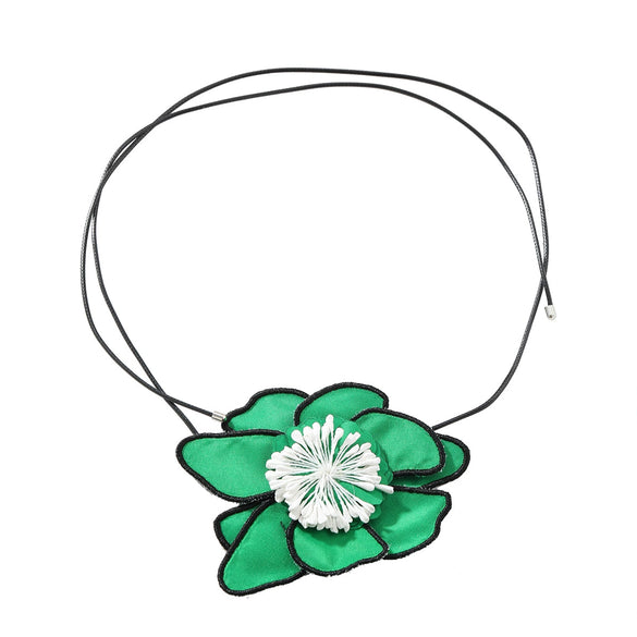 Handmade Alloy Geometric Flower Pendant Necklace With Snake Bone Chain