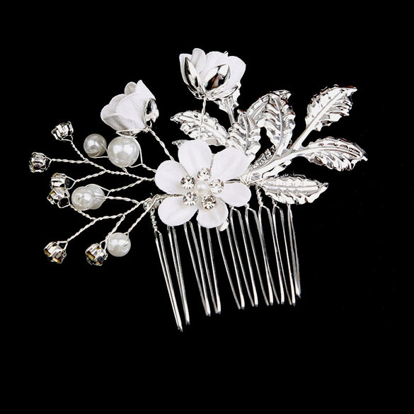 Handmade Alloy Golden Leaf Updo Hair Comb Bridal Headdress Flower Comb Hair Accessories For Women