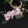Handmade Alloy Golden Leaf Updo Hair Comb Bridal Headdress Flower Comb Hair Accessories For Women