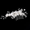Handmade Alloy Golden Leaf Updo Hair Comb Bridal Headdress Flower Comb Hair Accessories For Women