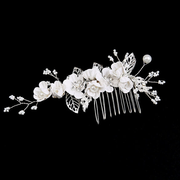 Handmade Alloy Golden Leaf Updo Hair Comb Bridal Headdress Flower Comb Hair Accessories For Women