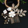 Handmade Alloy Golden Leaf Updo Hair Comb Bridal Headdress Flower Comb Hair Accessories For Women