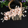 Handmade Alloy Golden Leaf Updo Hair Comb Bridal Headdress Flower Comb Hair Accessories For Women