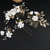 Handmade Alloy Golden Leaf Updo Hair Comb Bridal Headdress Flower Comb Hair Accessories For Women