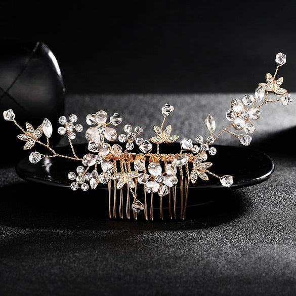 Handmade Alloy Hair Comb Elegant Bridal Headwear Wedding Hair Accessory For Women