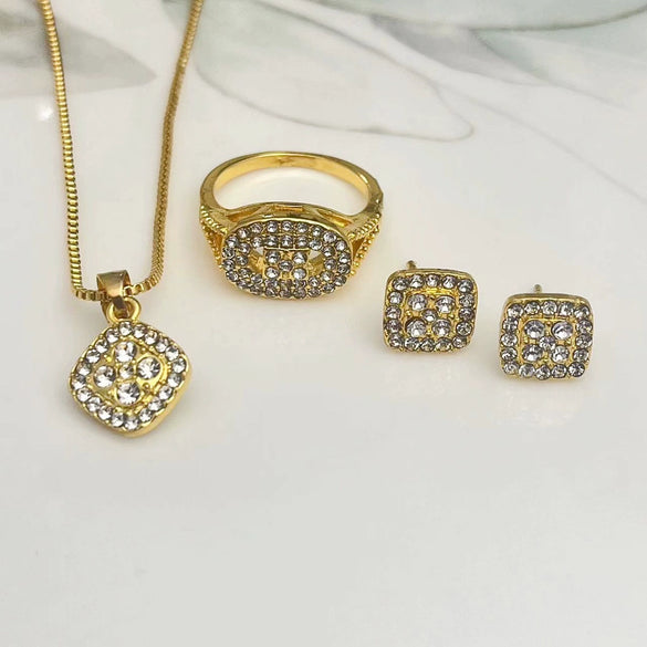 Handmade Alloy Imitation Pearl Electroplated Women's High End Fashion Jewelry Necklace And Earrings Set