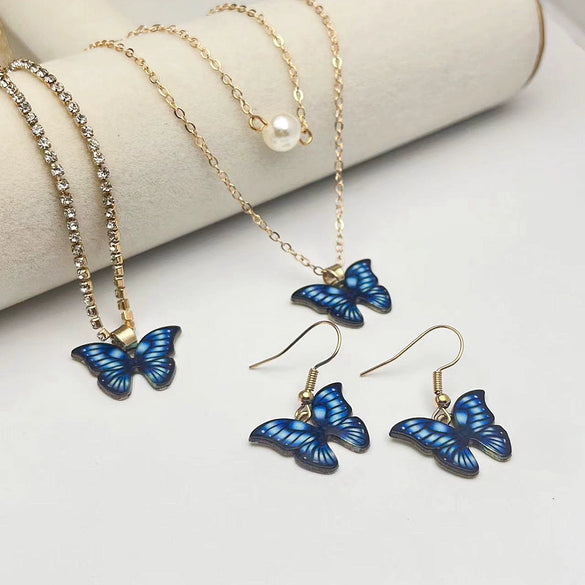 Handmade Alloy Imitation Pearl Electroplated Women's High End Fashion Jewelry Necklace And Earrings Set