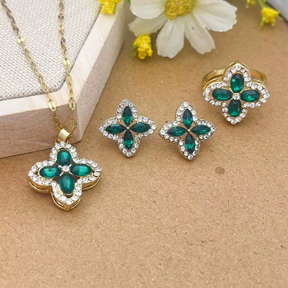 Handmade Alloy Imitation Pearl Electroplated Women's High End Fashion Jewelry Necklace And Earrings Set