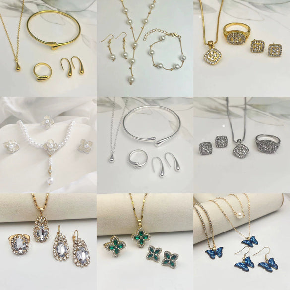 Handmade Alloy Imitation Pearl Electroplated Women's High End Fashion Jewelry Necklace And Earrings Set