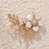 Handmade Alloy Pearl Flower Bridal Hair Comb Wedding Hair Accessory For Women's Wedding Dresses