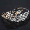 Handmade Alloy Rhinestone Floral Bridal Crown Headband Retro Cutout Wide Wedding Hair Accessory For Women