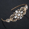 Handmade Alloy Rhinestone Floral Bridal Crown Headband Retro Cutout Wide Wedding Hair Accessory For Women