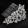 Handmade Alloy Rhinestone Leaf And Flower Hair Comb Elegant Bridal Hair Jewelry For Women