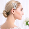 Handmade Alloy Rhinestone Leaf And Flower Hair Comb Elegant Bridal Hair Jewelry For Women