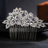 Handmade Alloy Rhinestone Leaf And Flower Hair Comb Elegant Bridal Hair Jewelry For Women