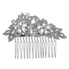 Handmade Alloy Rhinestone Leaf And Flower Hair Comb Elegant Bridal Hair Jewelry For Women