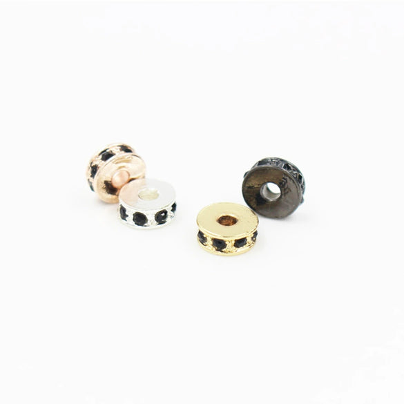Handmade Alloy Round Spacer Accessories Braceletnecklace With Electroplating And Diamond Perforated Beads