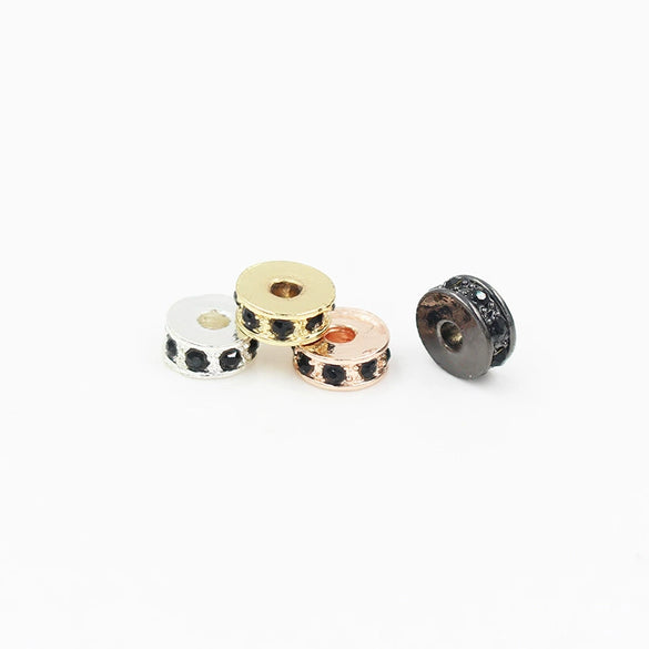 Handmade Alloy Round Spacer Accessories Braceletnecklace With Electroplating And Diamond Perforated Beads