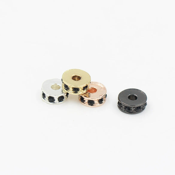 Handmade Alloy Round Spacer Accessories Braceletnecklace With Electroplating And Diamond Perforated Beads