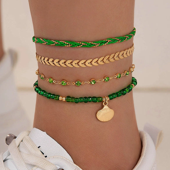 Handmade Alloy Shell Multilayer Anklet For Women