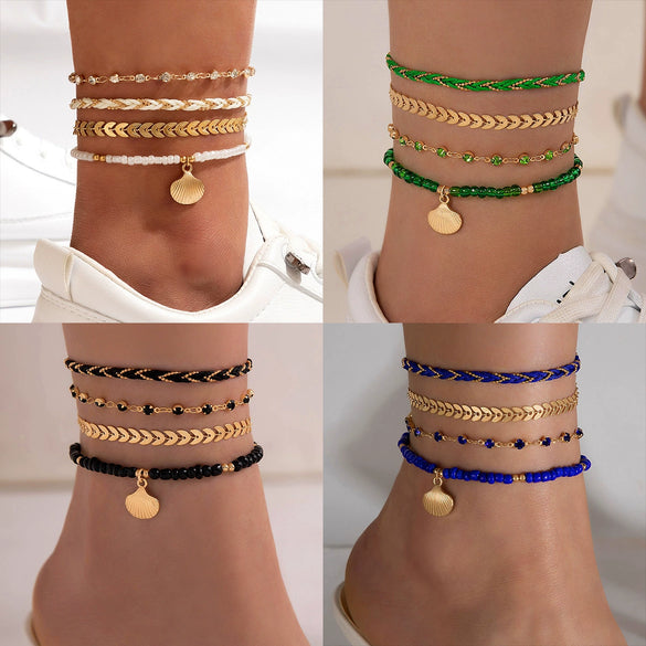 Handmade Alloy Shell Multilayer Anklet For Women