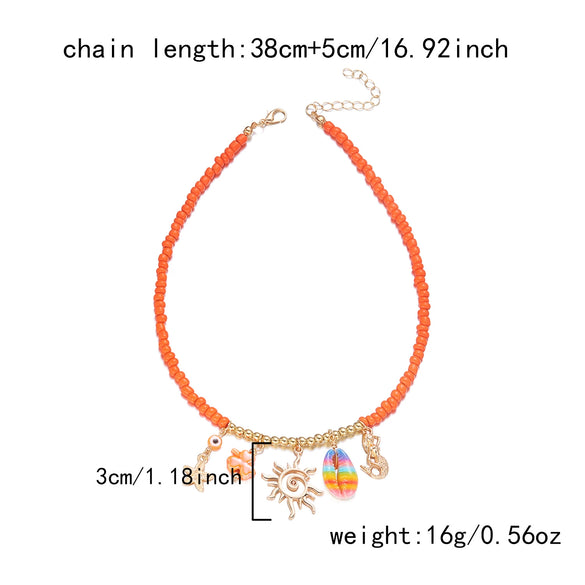 Handmade Animal Zodiac Alloy And Zinc Alloy Conch Coral Beaded Necklace For Women