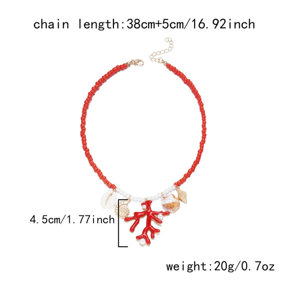 Handmade Animal Zodiac Alloy And Zinc Alloy Conch Coral Beaded Necklace For Women