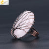 Handmade Antique Copper Tree Of Life Adjustable Ring With Natural Stone Single Gem Winding Design Minimalist Unisex Jewelry