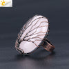 Handmade Antique Copper Tree Of Life Adjustable Ring With Natural Stone Single Gem Winding Design Minimalist Unisex Jewelry