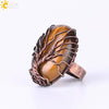 Handmade Antique Copper Tree Of Life Adjustable Ring With Natural Stone Single Gem Winding Design Minimalist Unisex Jewelry