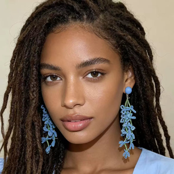 Handmade Artificial Crystal Flower Earrings With Steel Ear Needles Sweet Floral Pendant Jewelry For Women
