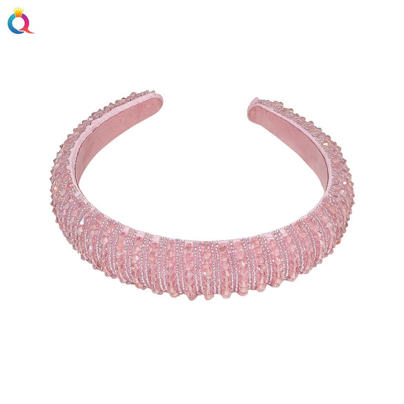 Handmade Baroque Crystal Beaded Spongepadded Wide Headband For Women Decorative Hair Accessory Wholesale