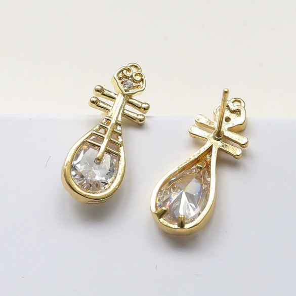 Handmade Baroque Jewelry Zirconium Copper Plated Real Gold Piano Witch Elf Pendant