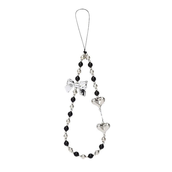 Handmade Beaded Bow Love Phone Chain Phone Case Keychain Lanyard Drop Resistant Chain Ornaments