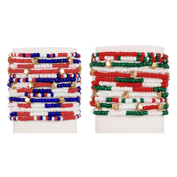 Handmade Beaded Bracelet Geometric Pattern Bohemian Style Star Multi Layer For Women