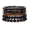 Handmade Beaded Bracelet Suit Unisex Retro Style Stone And Wooden Beads Geometric Pattern